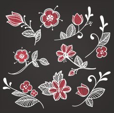 vector floral elements in naive hand drown style