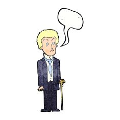 cartoon unhappy gentleman with speech bubble N11