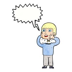 cartoon secret robot with speech bubble N11