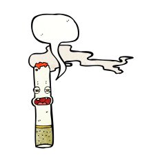 cartoon cigarette character with speech bubble N3