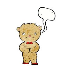 cartoon teddy bear with speech bubble N128
