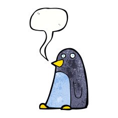 cartoon penguin with speech bubble N20