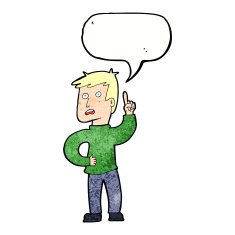 cartoon boy with idea speech bubble N73