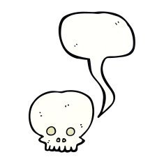 cartoon spooky skull symbol with speech bubble N3