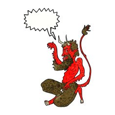cartoon traditional devil with speech bubble N10
