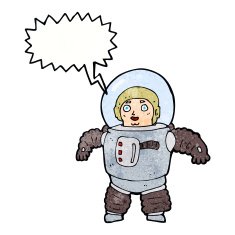cartoon space man with speech bubble N21