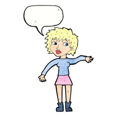 cartoon friendly woman waving with speech bubble N52