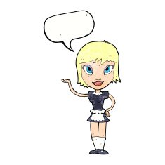 cartoon maid with speech bubble N42