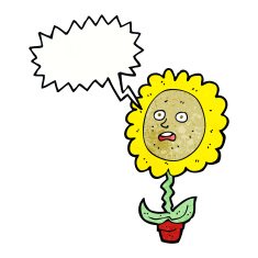 cartoon flower with face speech bubble N22
