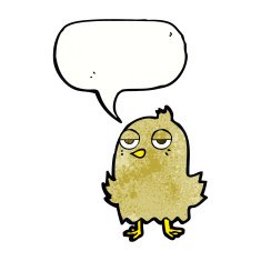 cartoon bored bird with speech bubble N11
