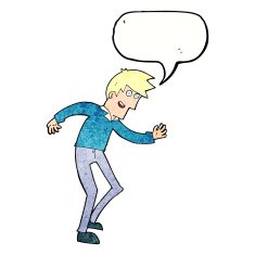 cartoon happy man dancing with speech bubble N41