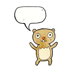 cartoon teddy bear with speech bubble N129