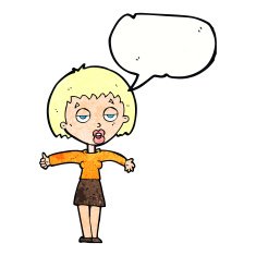 cartoon bored woman with speech bubble N30