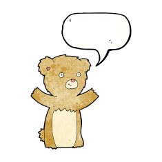 cartoon teddy bear with speech bubble N135