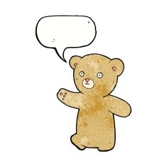 cartoon teddy bear with speech bubble N137