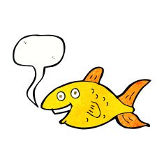 cartoon fish with speech bubble N93