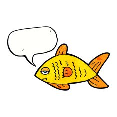 cartoon funny fish with speech bubble N18