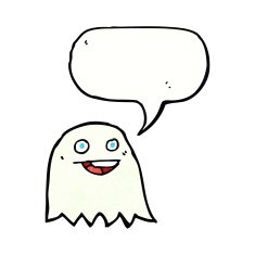 cartoon ghost with speech bubble N24