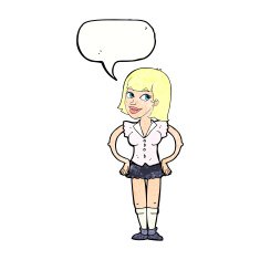 cartoon woman with hands on hips speech bubble N224
