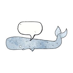 cartoon whale with speech bubble N37