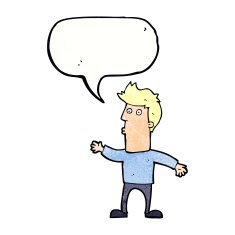 cartoon surprised man with speech bubble N139