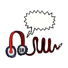cartoon headphones with speech bubble N2