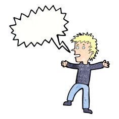 cartoon happy man with speech bubble N466