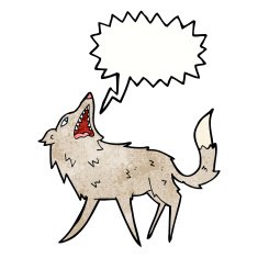 cartoon snapping wolf with speech bubble N7