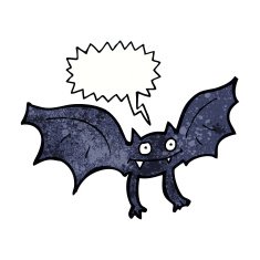 cartoon vampire bat with speech bubble N19