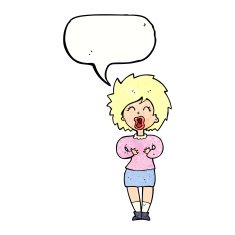 cartoon screaming woman with speech bubble N11