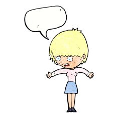 cartoon woman panicking with speech bubble N11