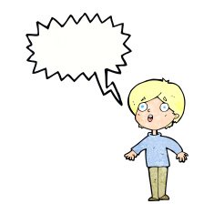 cartoon surprised man with speech bubble N142