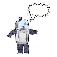 funny cartoon robot with speech bubble N55