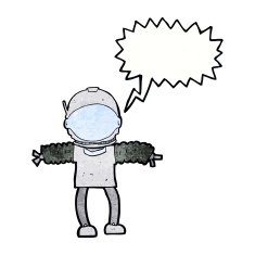 cartoon astronaut with speech bubble N130