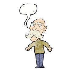 cartoon angry old man with speech bubble N152