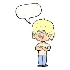 cartoon happy man with speech bubble N469