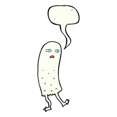 cartoon funny ghost with speech bubble N17