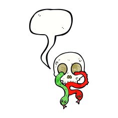 cartoon skull with snakes speech bubble N7