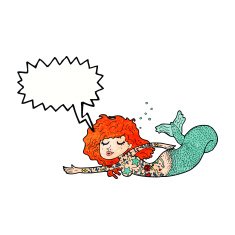 cartoon mermaid with tattoos speech bubble N10