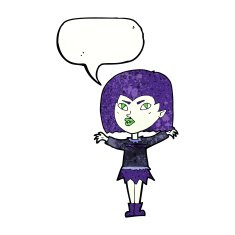 cartoon vampire girl with speech bubble N237