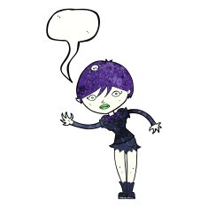 cartoon vampire girl with speech bubble N239
