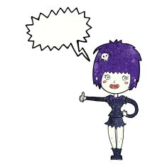 cartoon vampire girl giving thumbs up sign with speech bubble N21