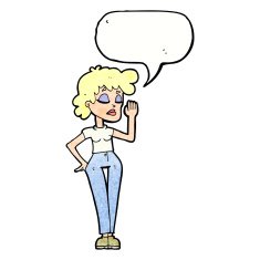 cartoon woman ignoring with speech bubble N21