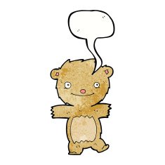 cartoon teddy bear with speech bubble N138