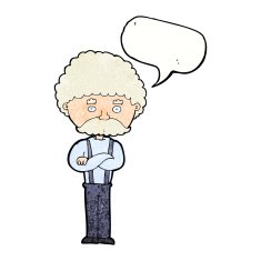 cartoon old man with speech bubble N20