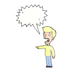 cartoon terrified man with speech bubble N223