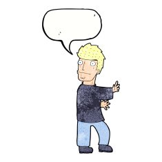 cartoon nervous man with speech bubble N143