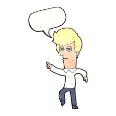 cartoon man accusing with speech bubble N21