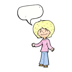 cartoon happy woman with speech bubble N267