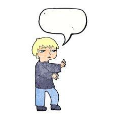 cartoon man gesturing with speech bubble N31
